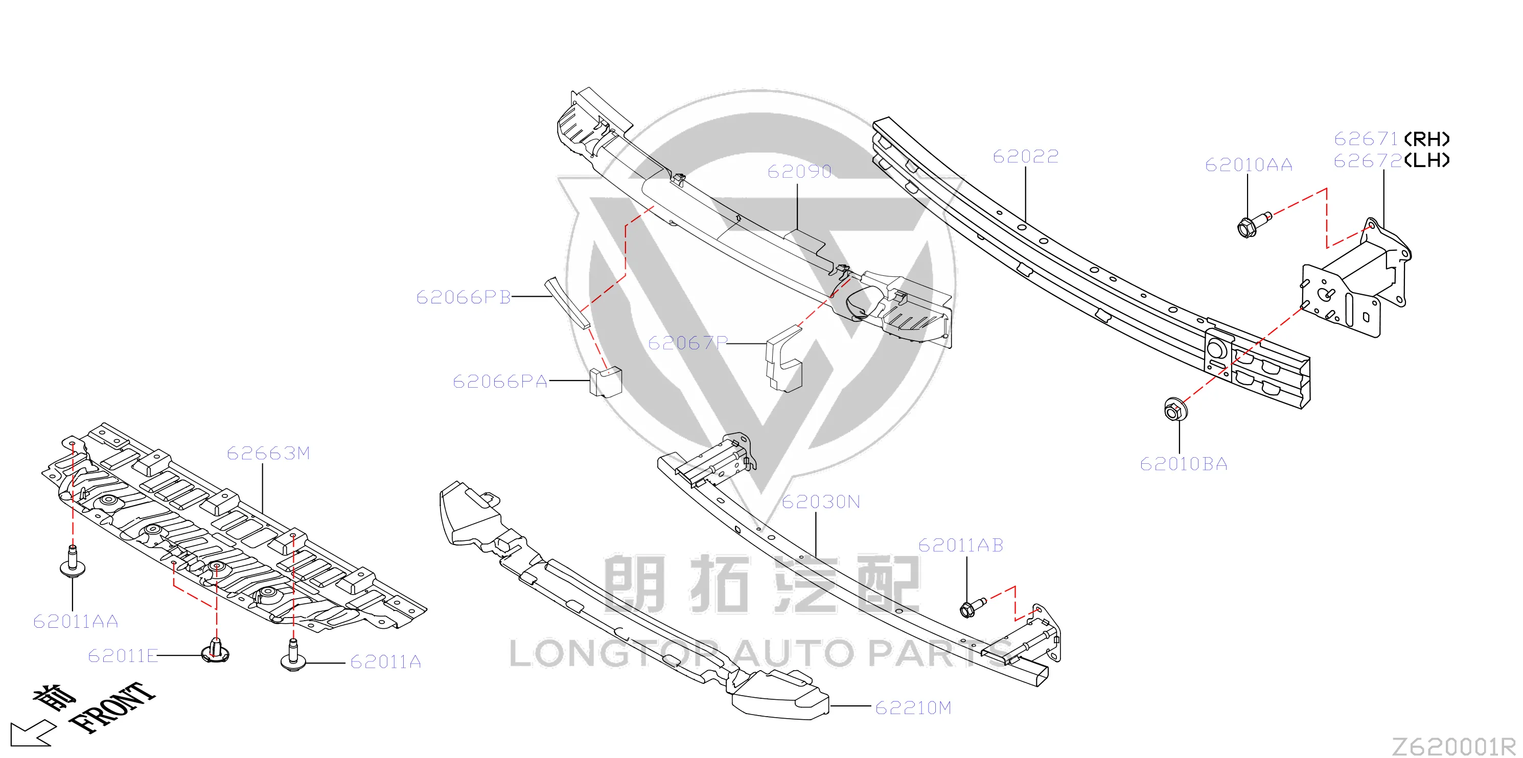 Front Bumper Guard (Lower) 62663-6YU0A 626636YU0A for Nissan