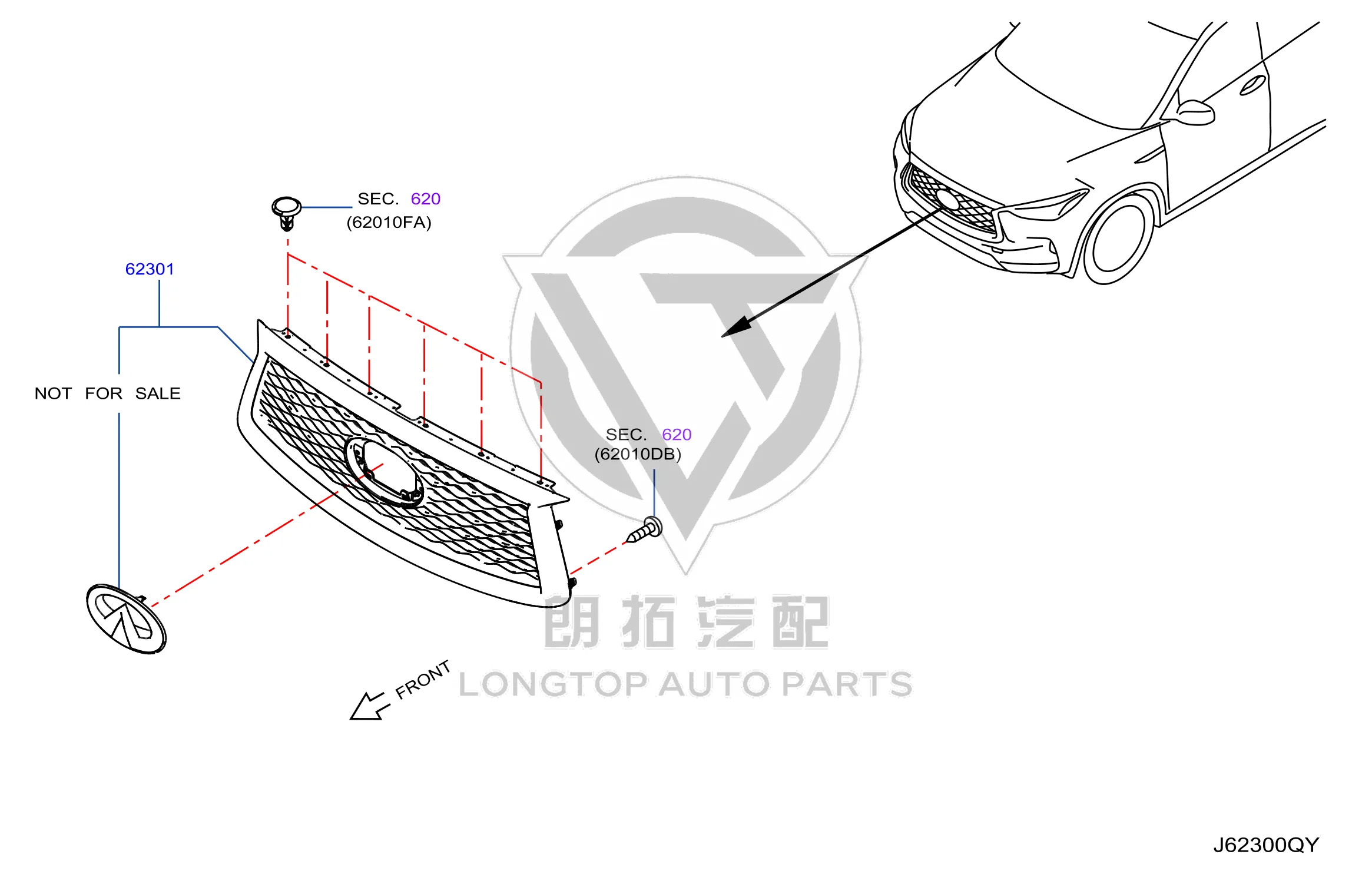 Radiator Grille 62310-5NN0A 623105NN0A for Infiniti