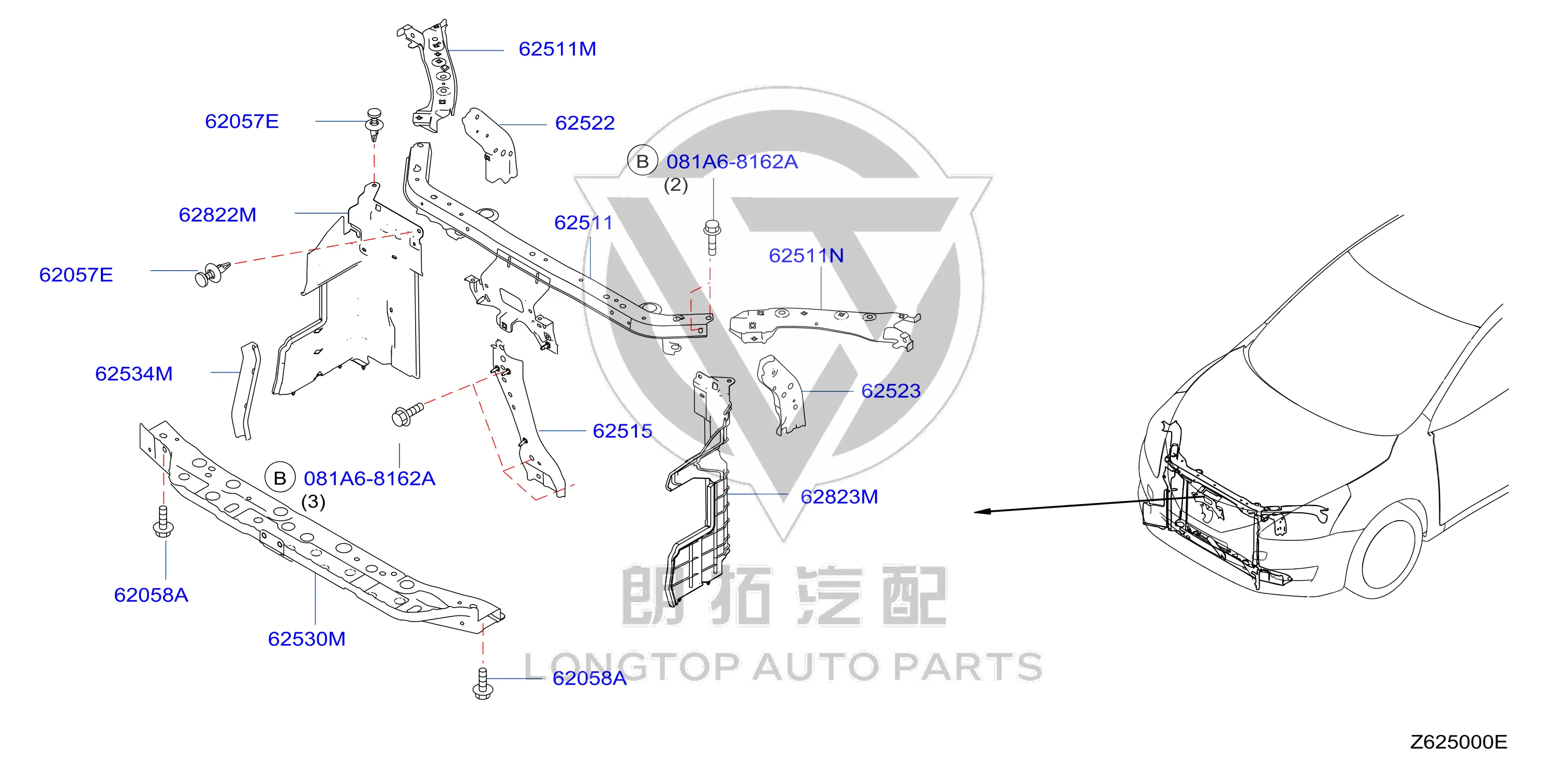 Radiator Side Guide Plate 62823-4AF0A 628234AF0A for Nissan