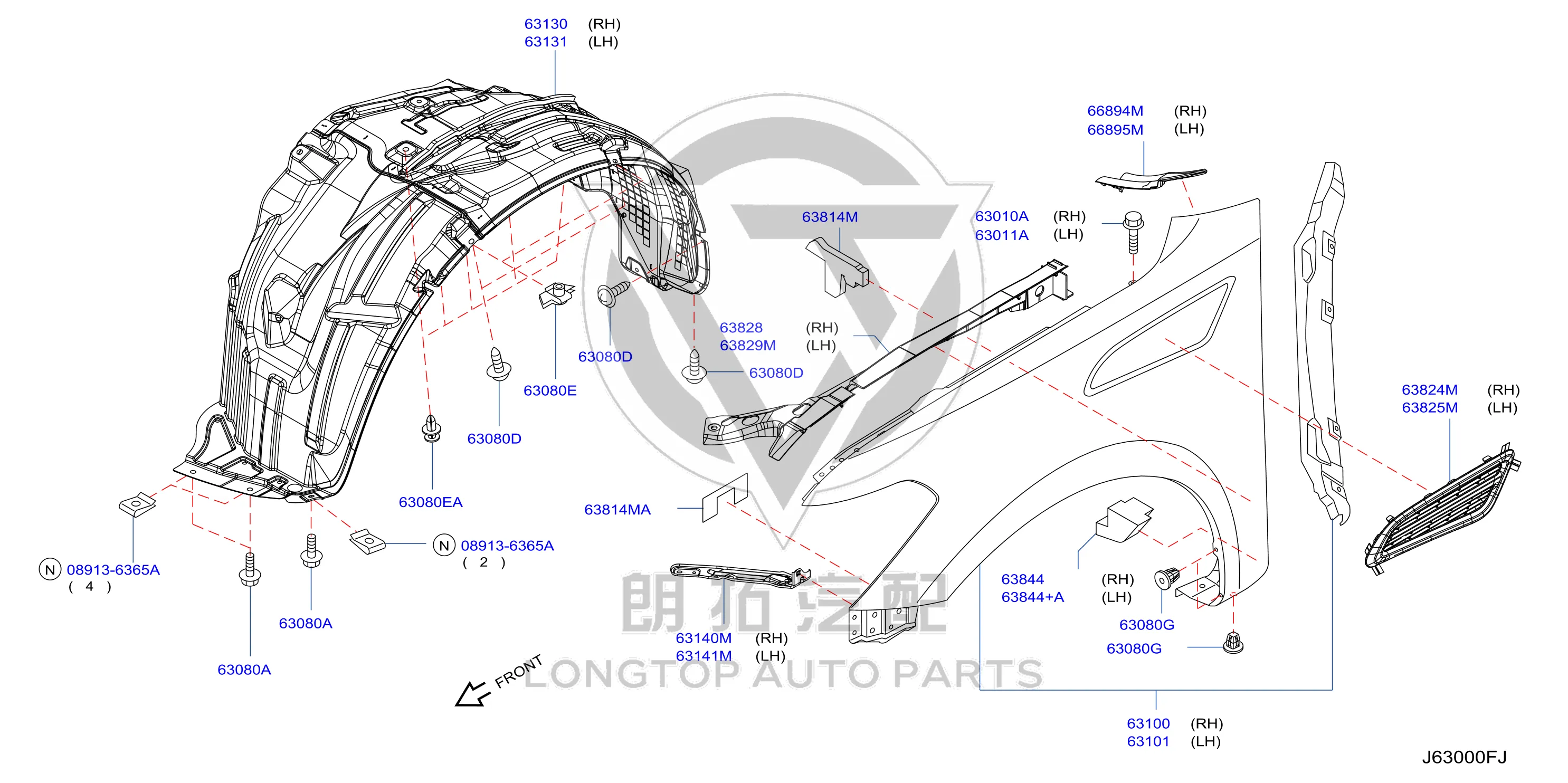 Front Fender Mounting Bracket 63181-1LA0A 631811LA0A for Nissan