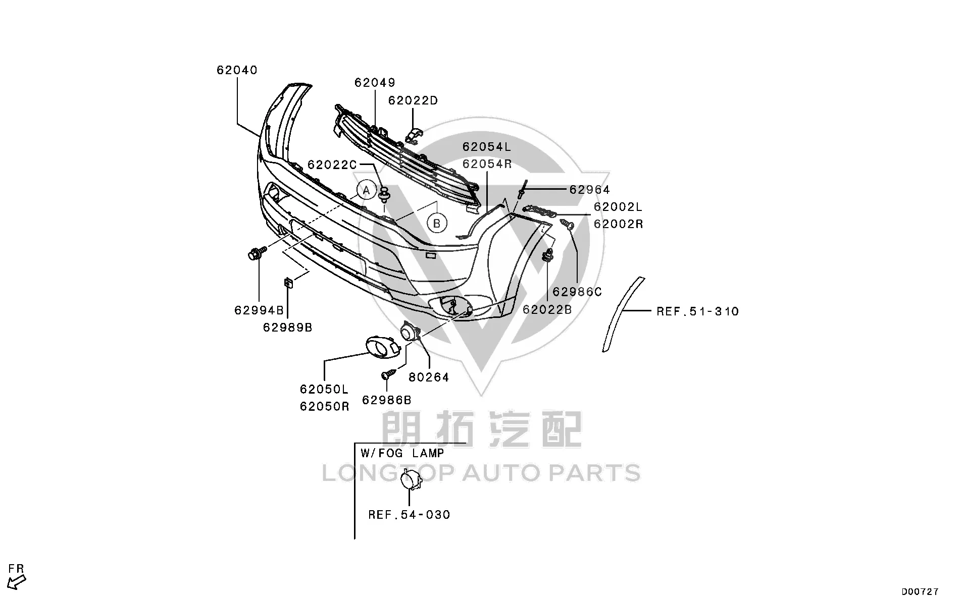 Front Bumper Skin 6400H-884 6400H884 for Mitsubishi GF7W