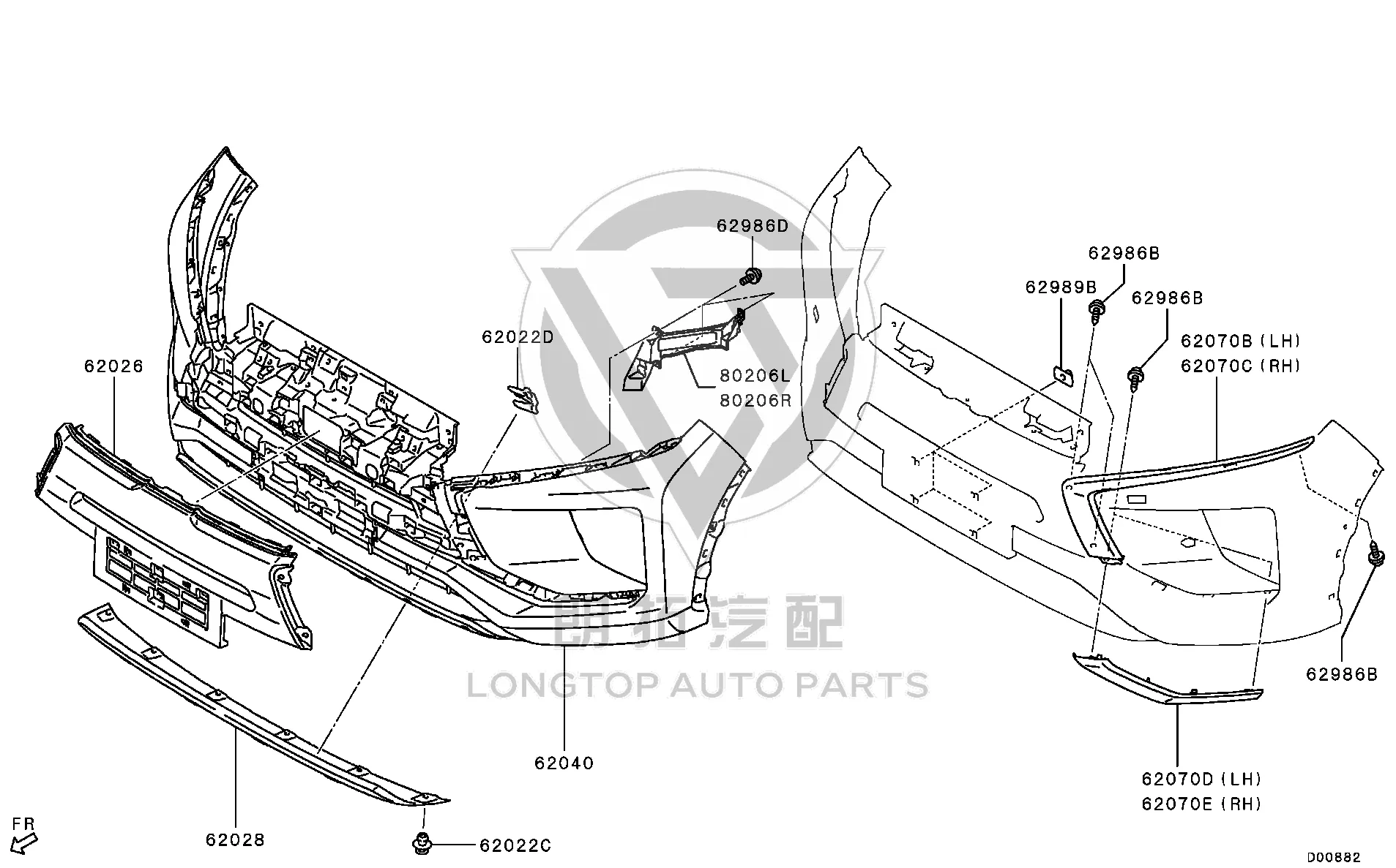 Front Bumper Moulding (Upper Right) 6407A-316 6407A316 for Mitsubishi GK1W