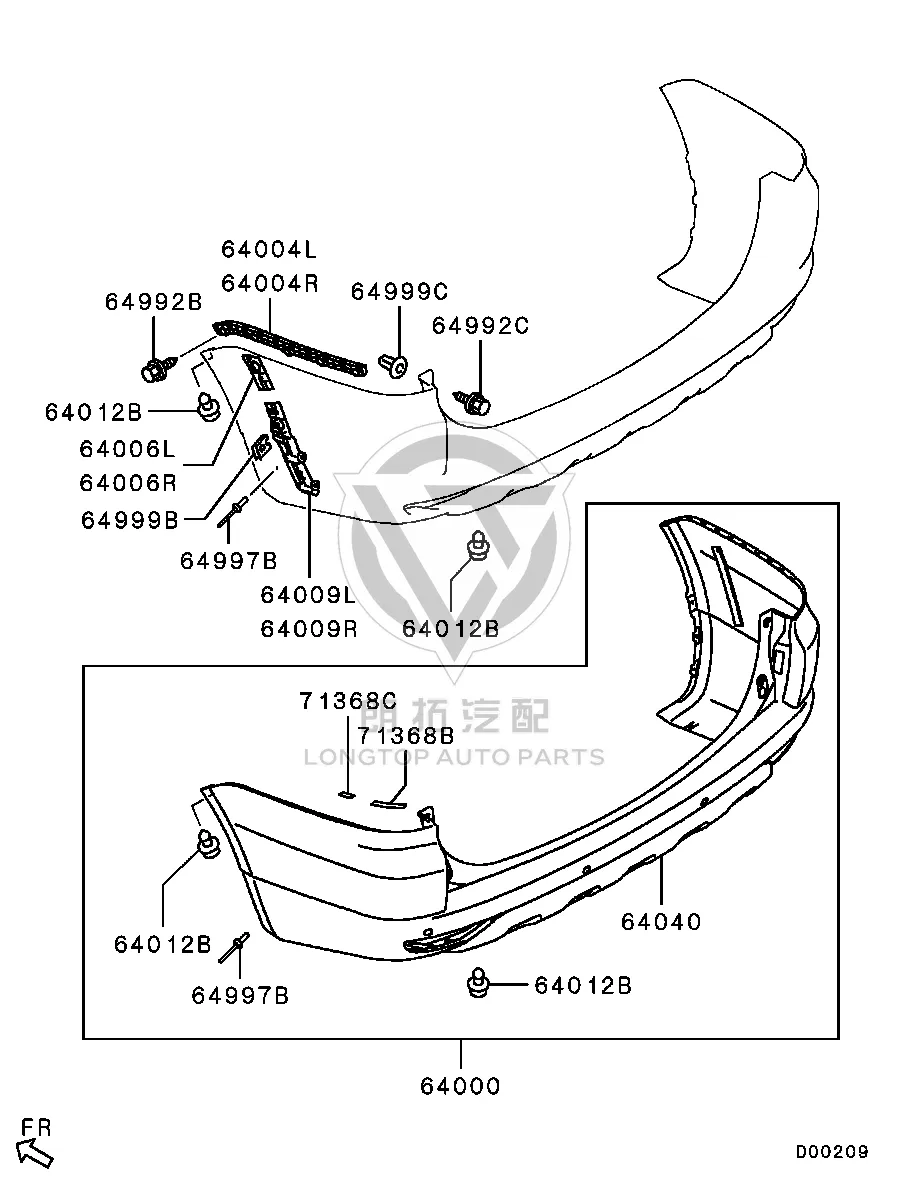 Rear Bumper Cover 6410B-194WA 6410B194WA for Mitsubishi KG4W