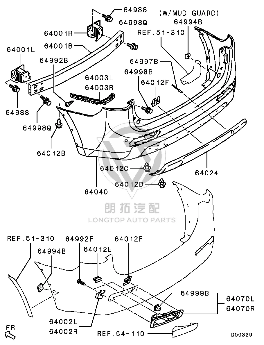 Rear Bumper Decorative Lamp Holder 6410C-818WA 6410C818WA for Mitsubishi GF2W