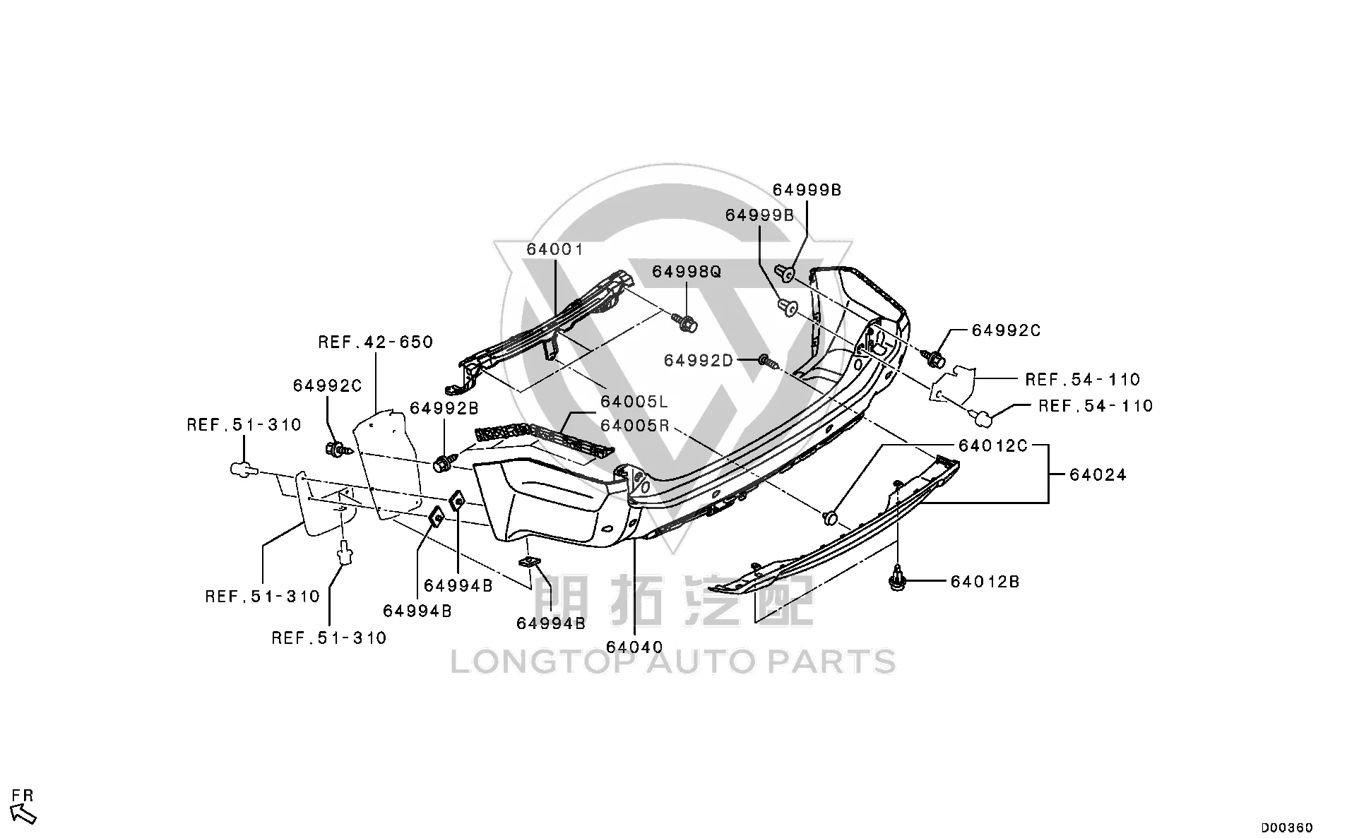 Rear Bumper Cover 6410D-072 6410D072 for Mitsubishi
