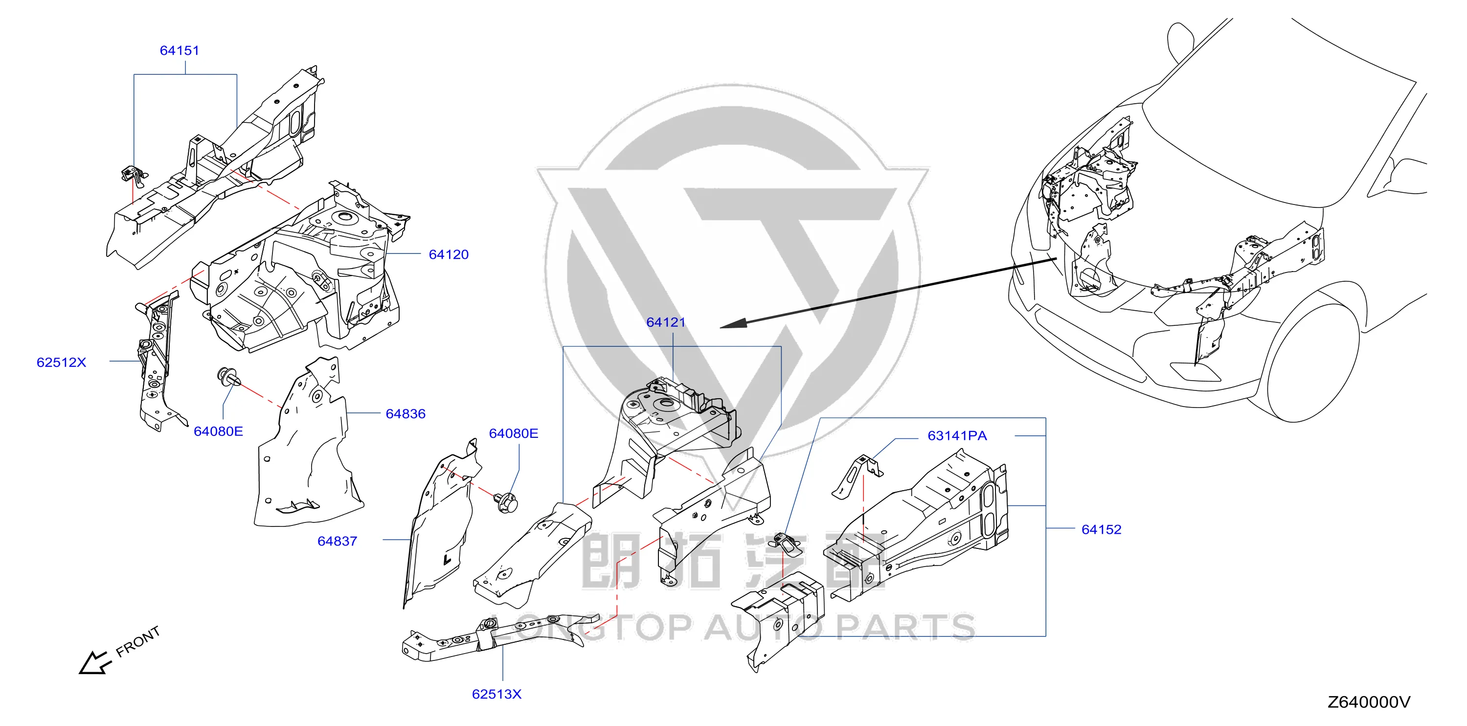 Headlight Mounting Bracket (Upper Left) F2513-4CLMA F25134CLMA for Nissan