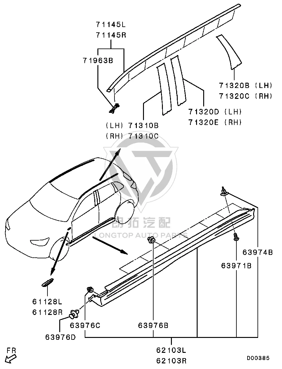 Rear Door Window Frame Sticker 7410A-969XA 7410A969XA for Mitsubishi GA1W