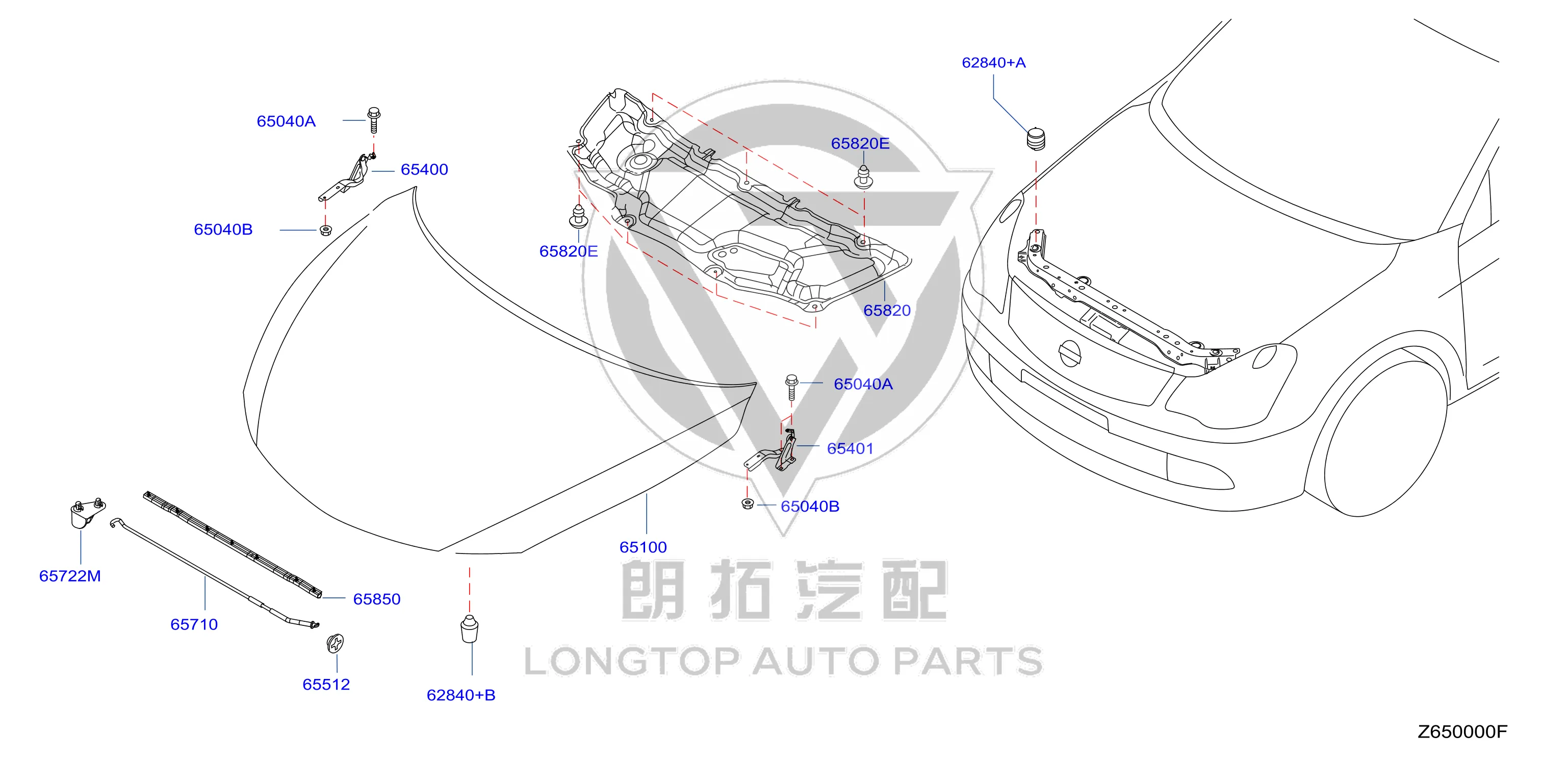 Front Engine Hood Hinge Right 65400-3RA0A 654003RA0A for Nissan