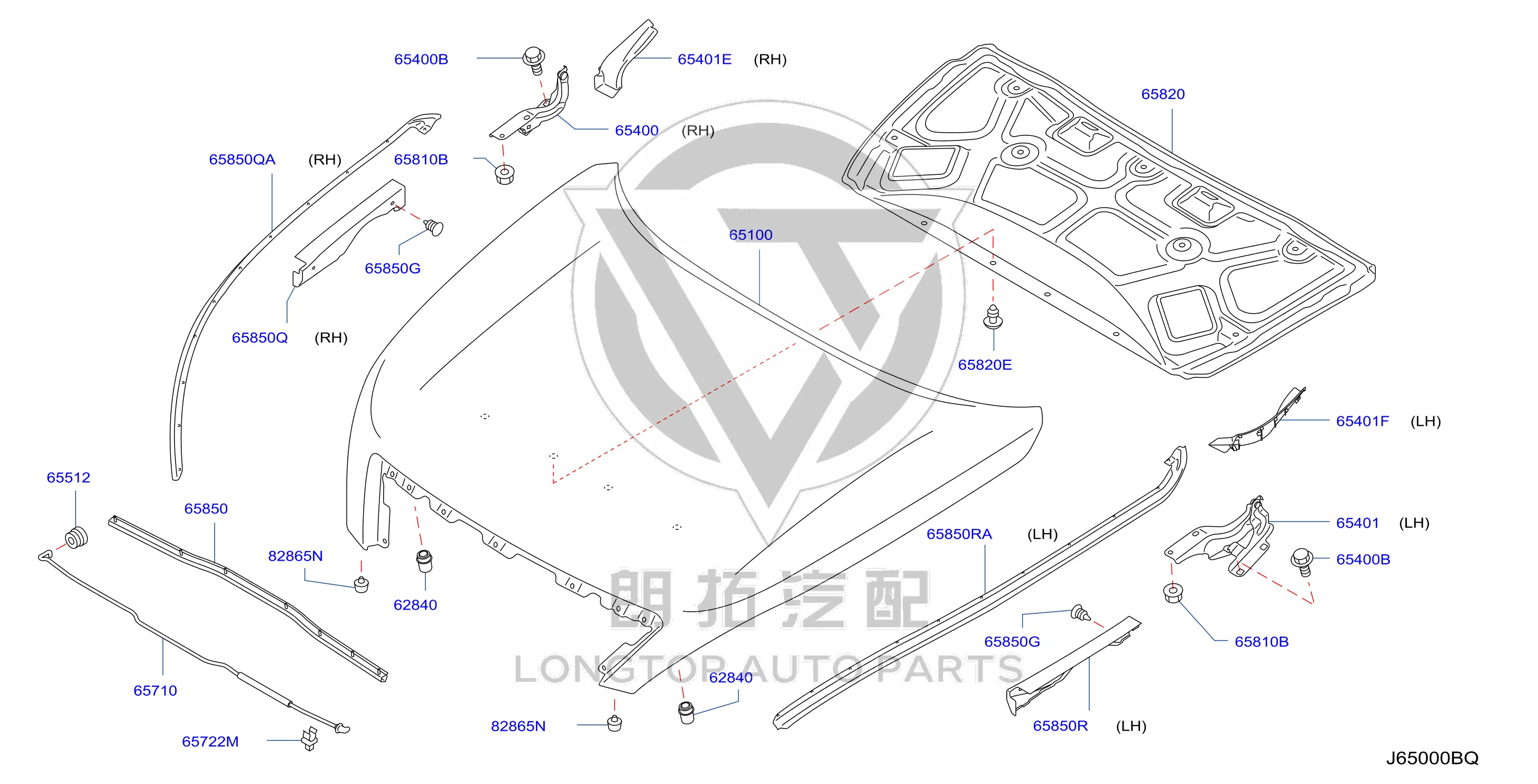 Front Hood Hinge Left 65401-JN00A 65401JN00A for Nissan