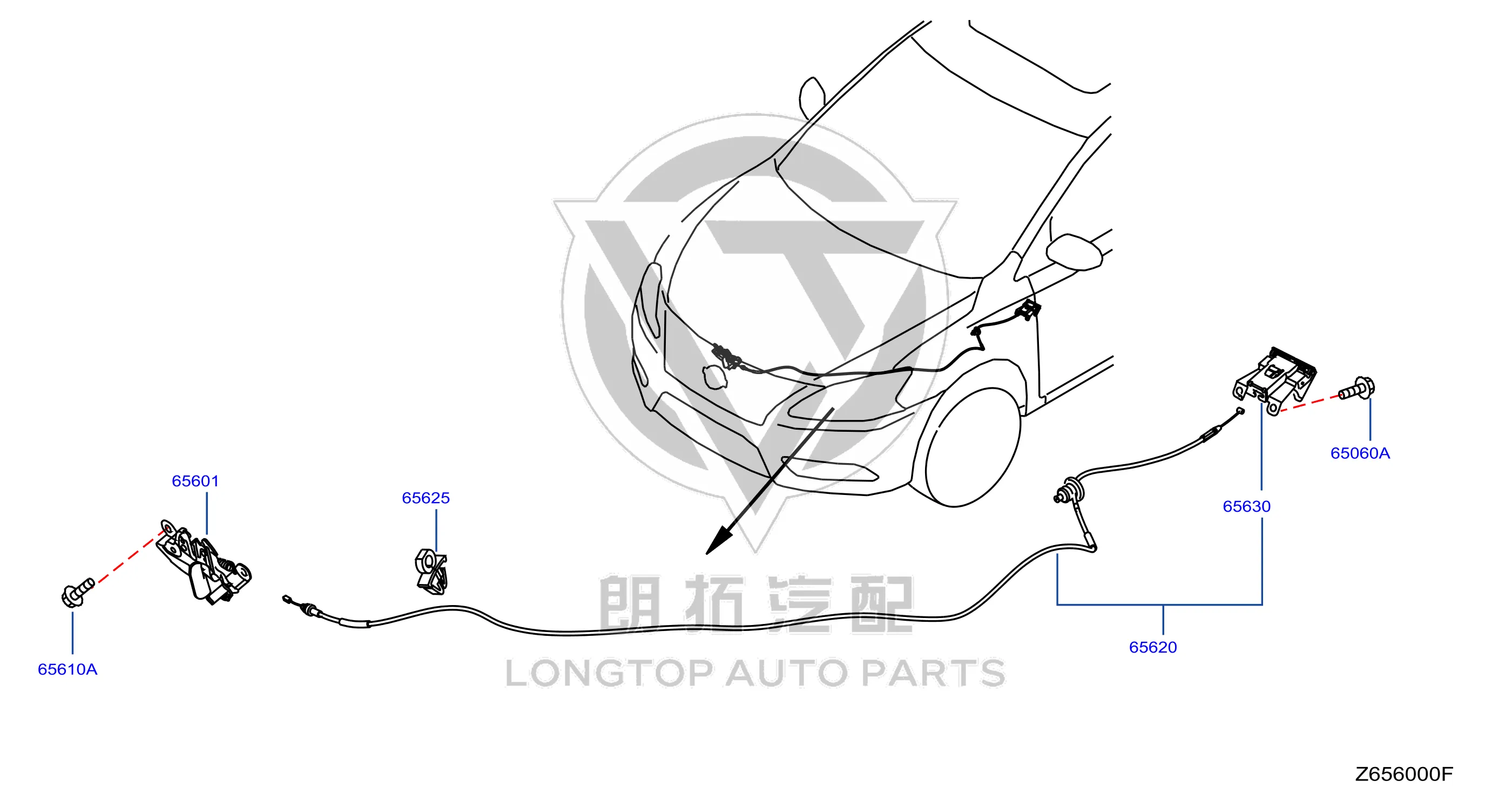 Front Hood Lock Assembly 65601-3RA0C 656013RA0C for Nissan