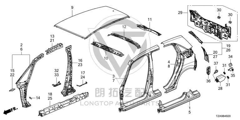 Rear Panel 66100-TZRH0 66100TZRH0 for Honda