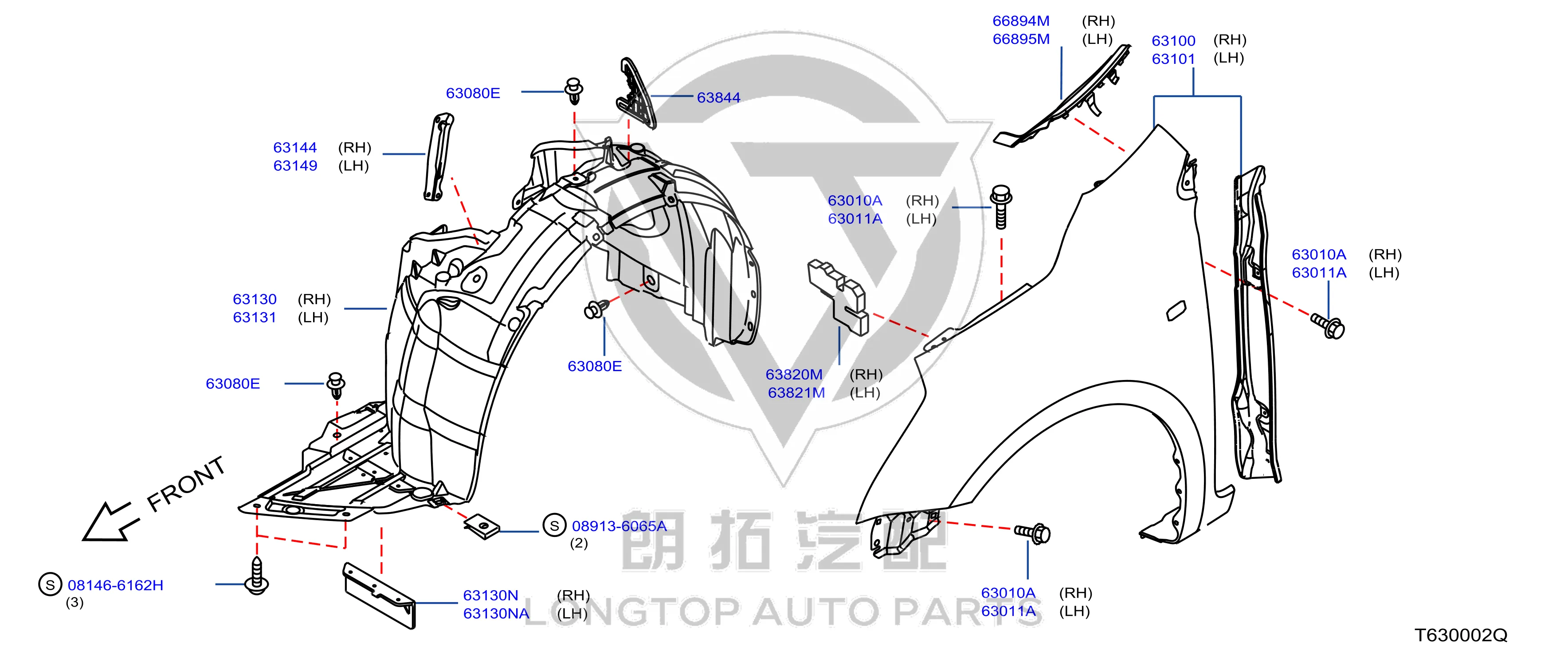 Front Windshield Lower Corner Trim Left 66895-3DN0A 668953DN0A for Nissan