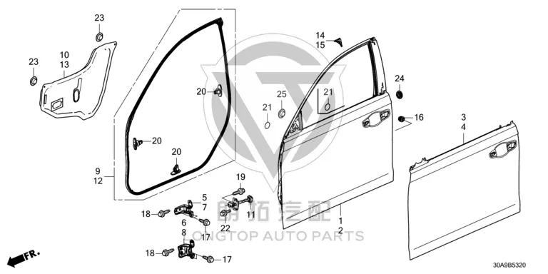 Front Door Hinge (Upper Left) 67450-T4N-H01ZZ 67450T4NH01ZZ for Honda