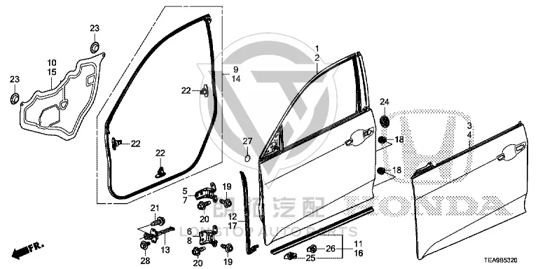 Front Door Panel Left 67050-TETH0 67050TETH0 for Honda