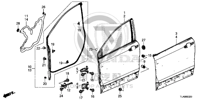 Front Door Weatherstrip (Left) 72350-TLY-H01 72350TLYH01 for Honda