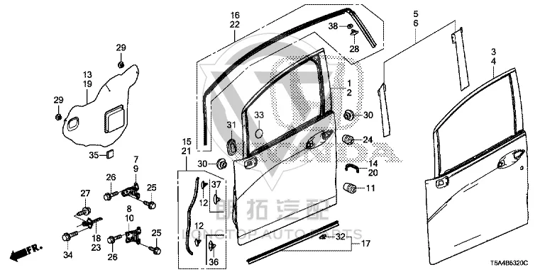 Front Door Frame Sticker Left 67364-T5A-003 67364T5A003 for Honda