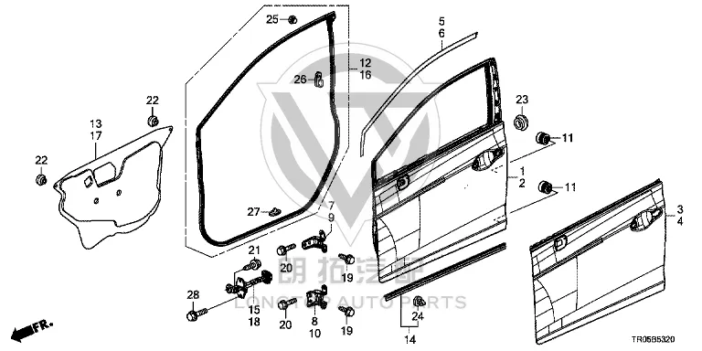 Front Door Frame Sticker Left 67365-TR0A0 67365TR0A01 for Honda