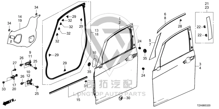 Front Door Hinge (Lower Right) 67420-T5A00 67420T5A00 for Honda