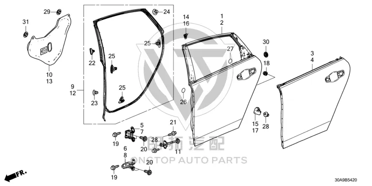Rear Door Hinge Upper Left 67950-T4NH0 67950T4NH0 for Honda
