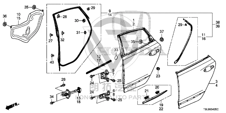 Rear Door Trim Right 75303-T6LH0 75303T6LH01 for Honda