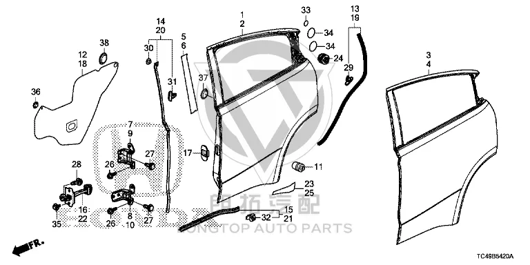 Rear Door Weatherstrip 72865-TC4H0 72865TC4H01 for Honda