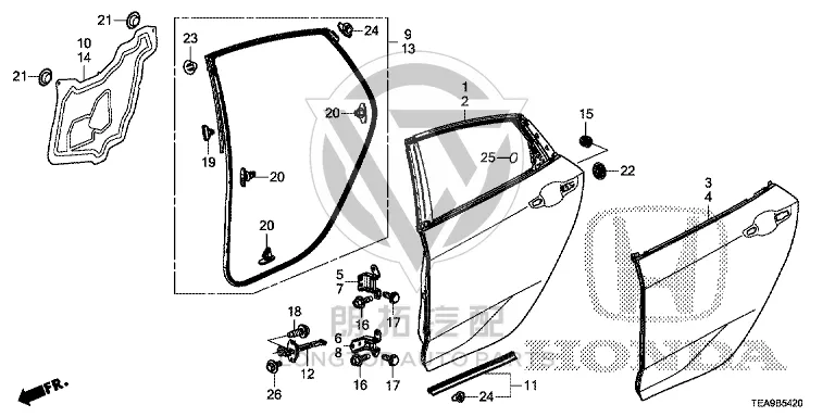 Rear Door Trim (Left) 67550-TETH0 67550TETH0 for Honda