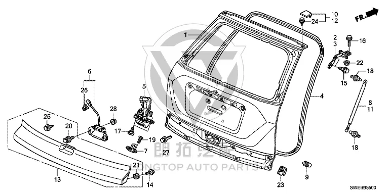 Tailgate Outer Trim Panel (Lower) 74895-SWAA01ZS 74895SWAA01ZS for Honda CR-V