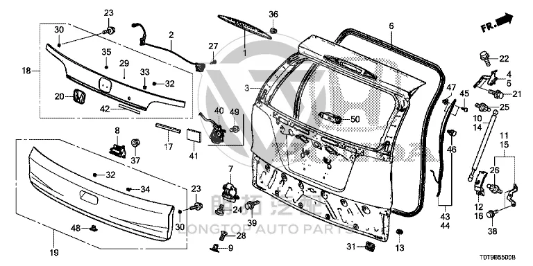 Tailgate Outer Trim Panel (Lower) 74895-T0GA0-1ZM 74895T0GA01ZM for Honda