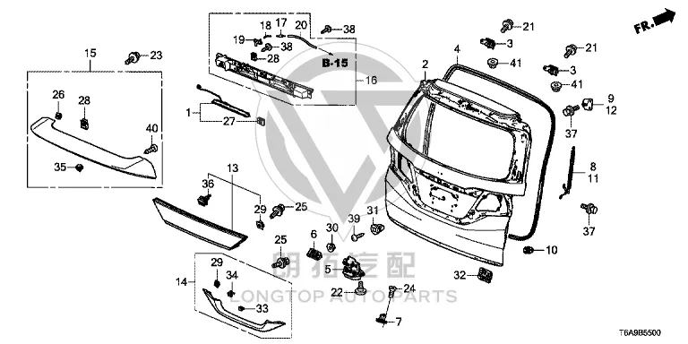 Tailgate 68100-T6DH1 68100T6DH1 for Honda