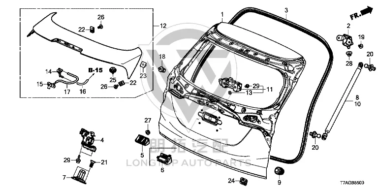 Tailgate 68100-T7JH1 68100T7JH1 for Honda