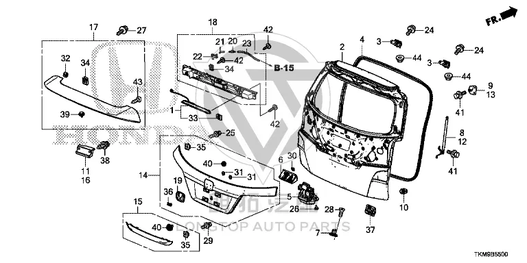 Tailgate Trim Strip (Lower) 74891-TAEH1 74891TAEH11 for Honda