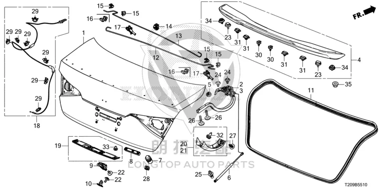Tailgate Lock Mechanism 74851-T2003 74851T20003 for Honda