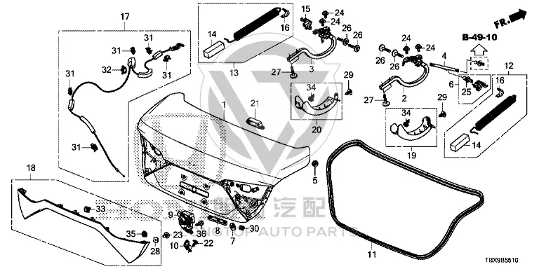Tailgate Hinge (Right) 68610-TBXH00ZZ 68610TBXH00ZZ for Honda