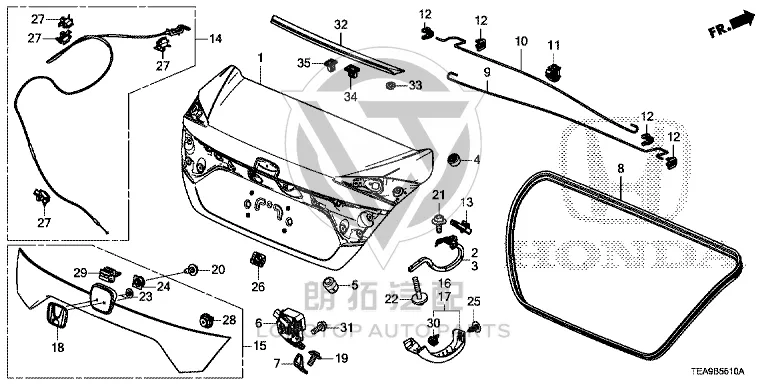 Tailgate Hinge (Right) 68610-TETH10ZZ 68610TETH10ZZ for Honda