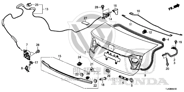 Tailgate Trim Strip 74890-TJAH0 74890TJAH01 for Honda