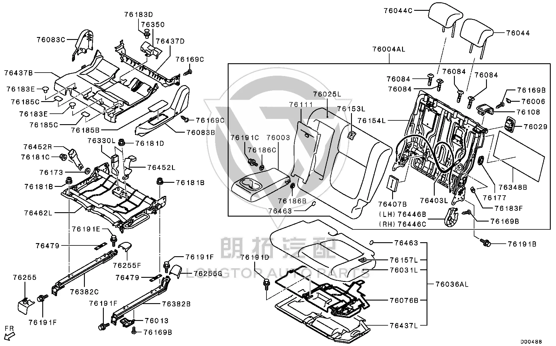 Rear seat cushion assembly (LH) 6912C-477XB 6912C477XB for Mitsubishi GF7W