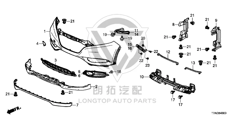 Front Bumper Chin 71102-T7J-H00 71102T7JH00 for Honda