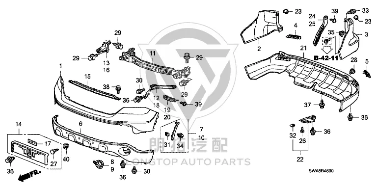Rear Bumper Bracket (Left) 71598-SWAA01 71598SWAA01 for Honda