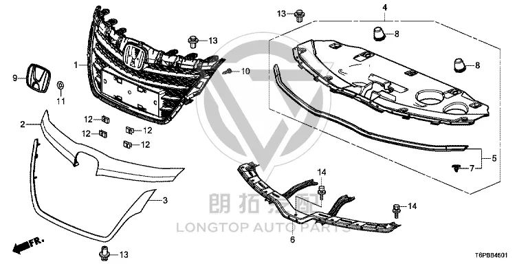 Grille Inner Frame 71121-T6PH1 71121T6PH1 for Honda