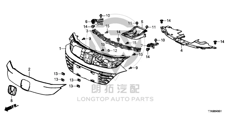 Grille Inner Frame 71121-T7MH0 71121T7MH0 for Honda