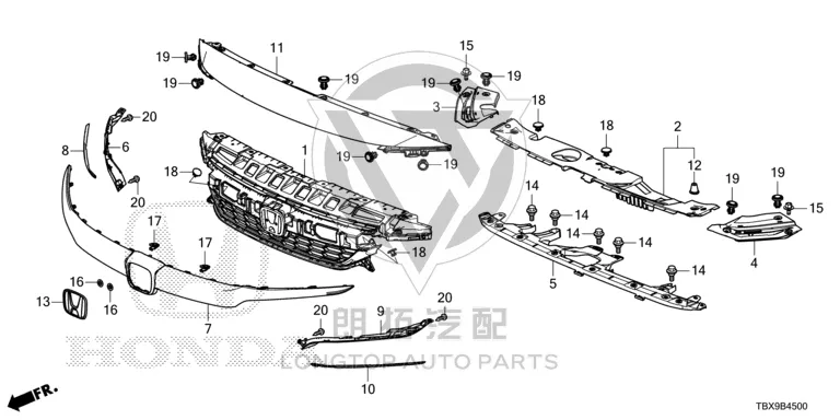 Center Grille Trim 71162-TBXH0 71162TBXH01 for Honda