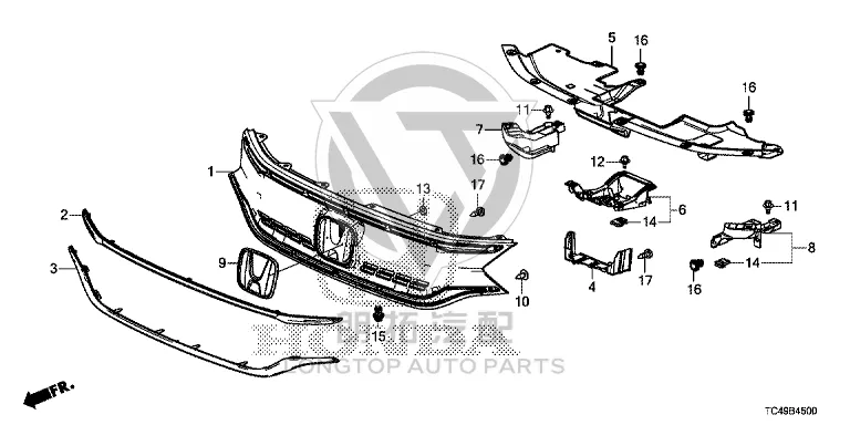 Front Grille Grille Inner Frame 71121-TC4H01 71121TC4H01 for Honda