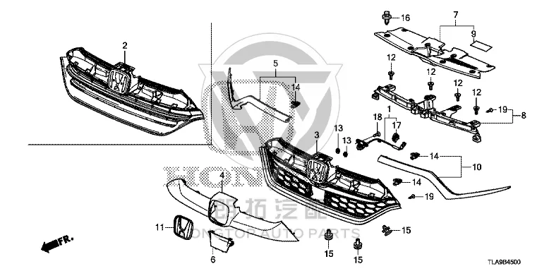 Front Grille Grille Inner Frame 71121-TLYH01 71121TLYH01 for Honda