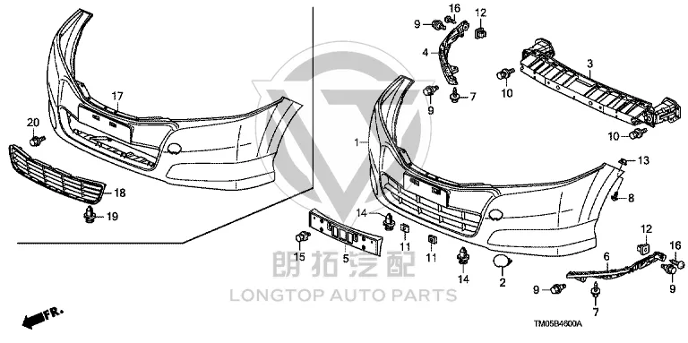 Front Bumper Frame 71130-TM0-T00ZZ 71130TM0T00ZZ for Honda