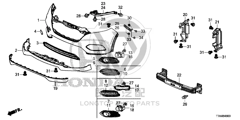 Headlamp bracket (left) 71190-T7A-J00 71190T7AJ00 for Honda