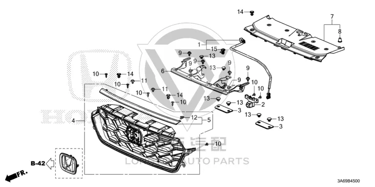 Grille Inner Frame 71200-3E7H30 712003E7H30 for Honda