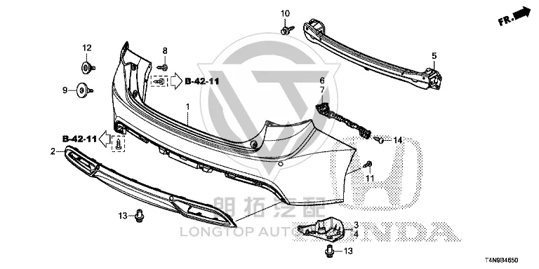 Rear Bumper Deflector 71502-T4N-H01 71502T4NH01 for Honda