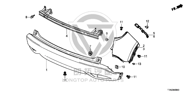 Rear Bumper Frame 71530-T7J-H00ZZ 71530T7JH00ZZ for Honda