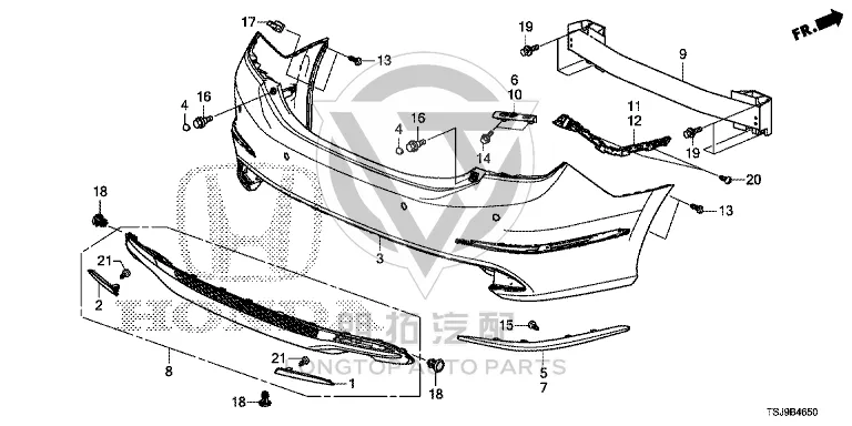 Rear Bumper Moulding (Right) 71503-T6L-H01 71503T6LH01 for Honda
