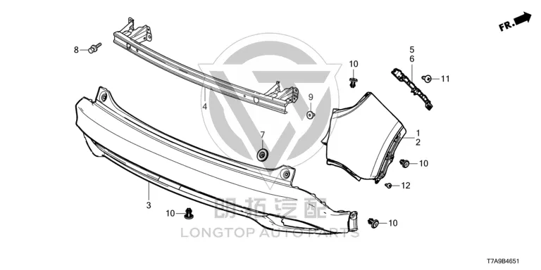 Rear Bumper Corner Protector (Left) 04718-T7MH0 04718T7MH0 for Honda